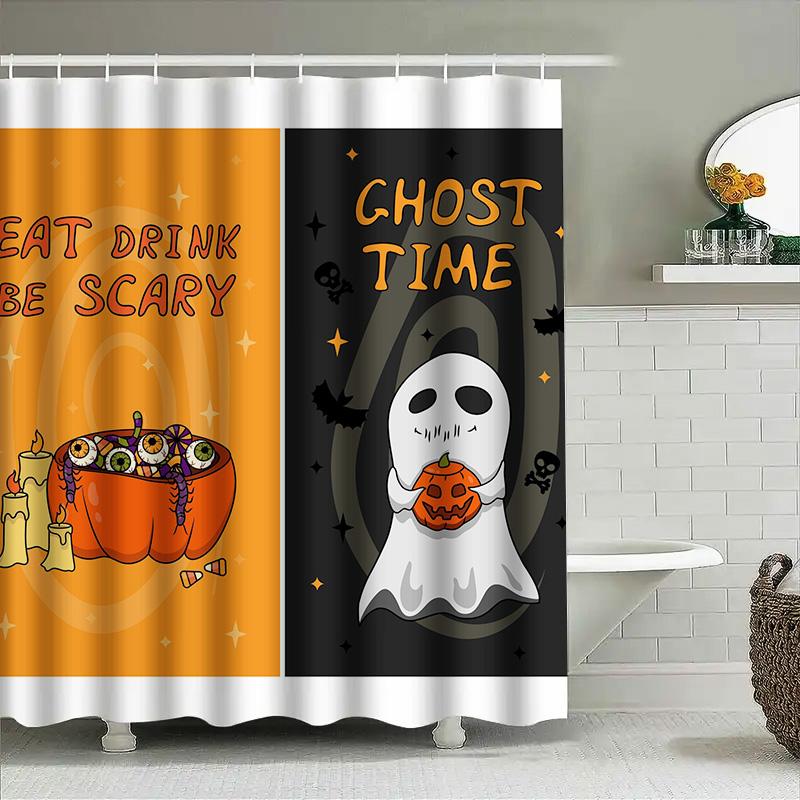 

Tuniu Spooky Halloween Ghost Shower Curtain Cute Phantom Decor For Bathroom Kids Baby Room Decoration W60H190(CM)-1 Pcs