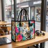 Watercolor Leopard Floral Print Large Tote Bag Fashion Casual Daily Shoulder Handbag