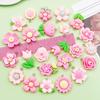 30-Piece Set: Pink Resin Sunflower & Rose Flower Pendants for DIY Jewelry