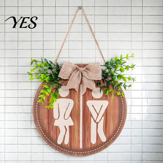 Appeso Decorativo da Parete per WC, Cartello in Legno per Bagno, Segno Uomo e Donna, Decorazione Rustica per la Casa, Targa Rotonda in Stile Rustico, Cartello per Servizi Igienici