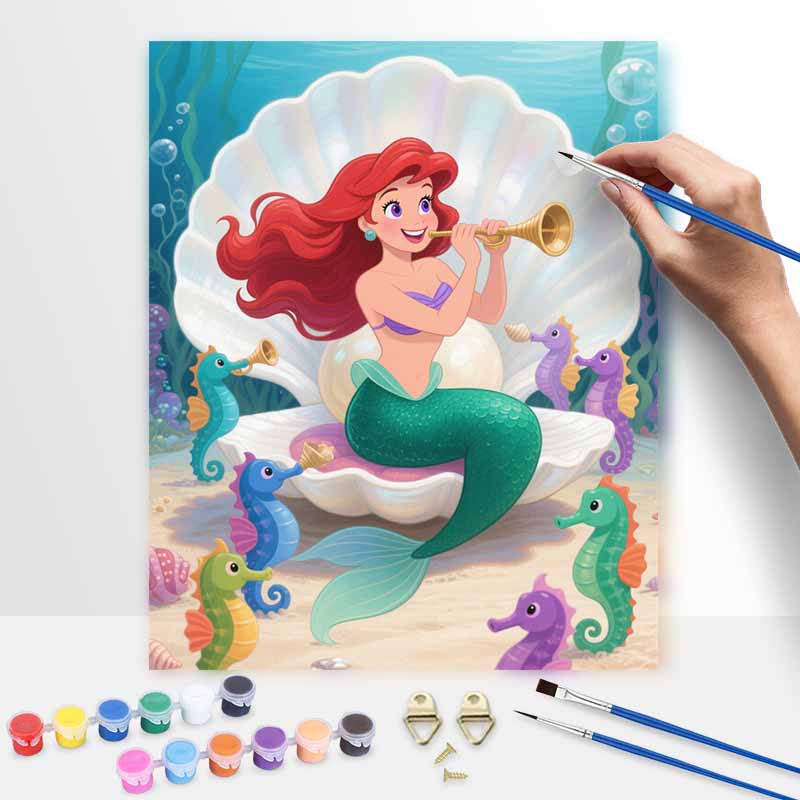 Disney Digital Oil Painting Art Kit Mermaid Undersea Handmade Coloring Painting Home Decor