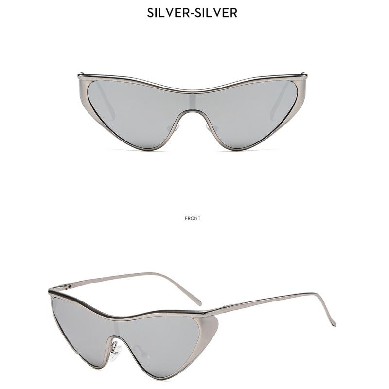 Women's sunglasses, men's and women's fashion metal one-piece cat's eye sunglasses