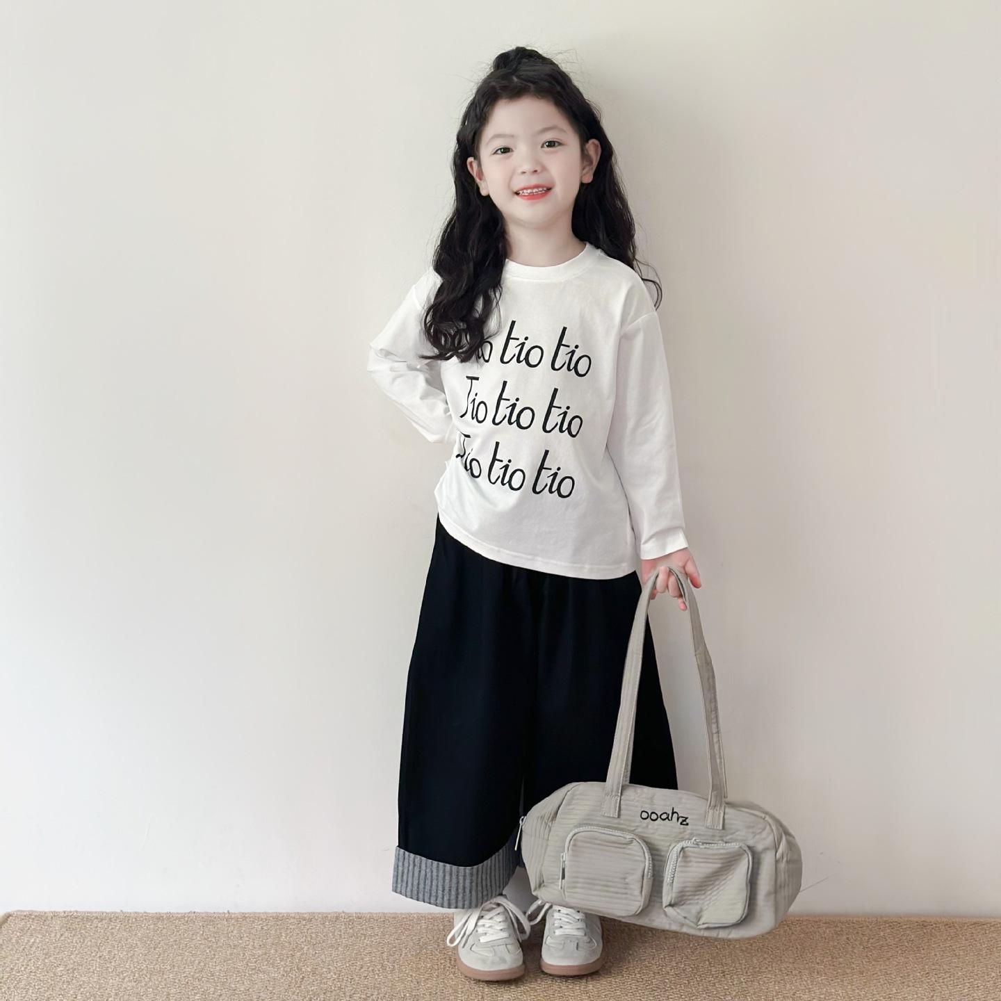 

2025 Kids Loose Print Long Sleeve White Top for Girls - Autumn Base Layer Size 120