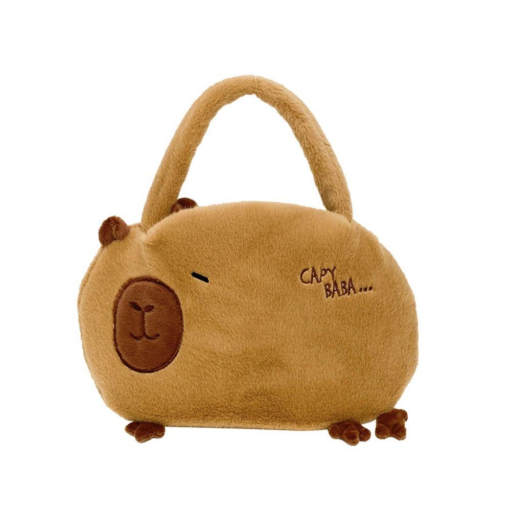 Large Capacity Capybara Plush Shoulder Bag Plush Capybara Cartoon Crossbody Bag Kids Birthday Gift