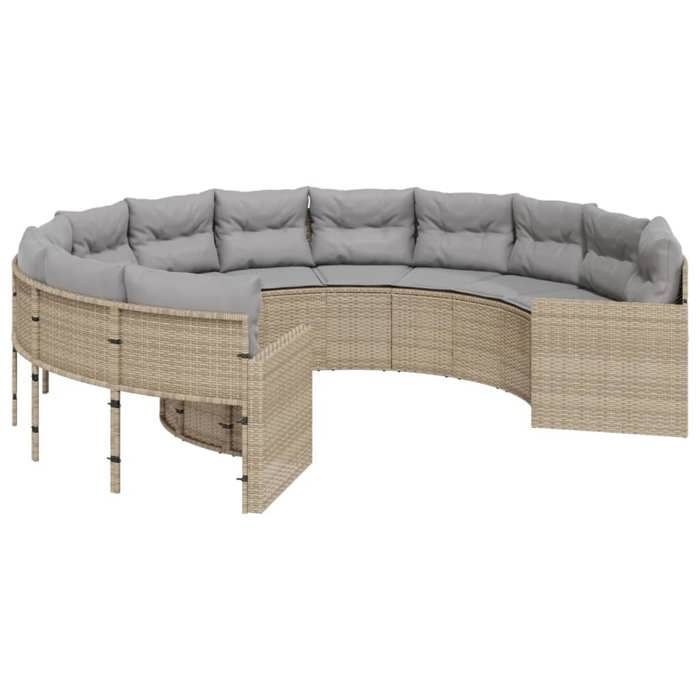 VidaXL Canapé de jardin avec coussins rond beige résine tressée, canapé d’extérieur, canapé de forme ronde, canapé de jardin 3318533