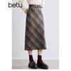 Betu Women's Vintage Plaid Straight Skirt