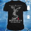Sankt Michael Ærkeenglen Forsvar Os I Kamp T-shirt. Premium Bomuld Kortærmet Rund Hals Herre T-shirt Ny S-3XL