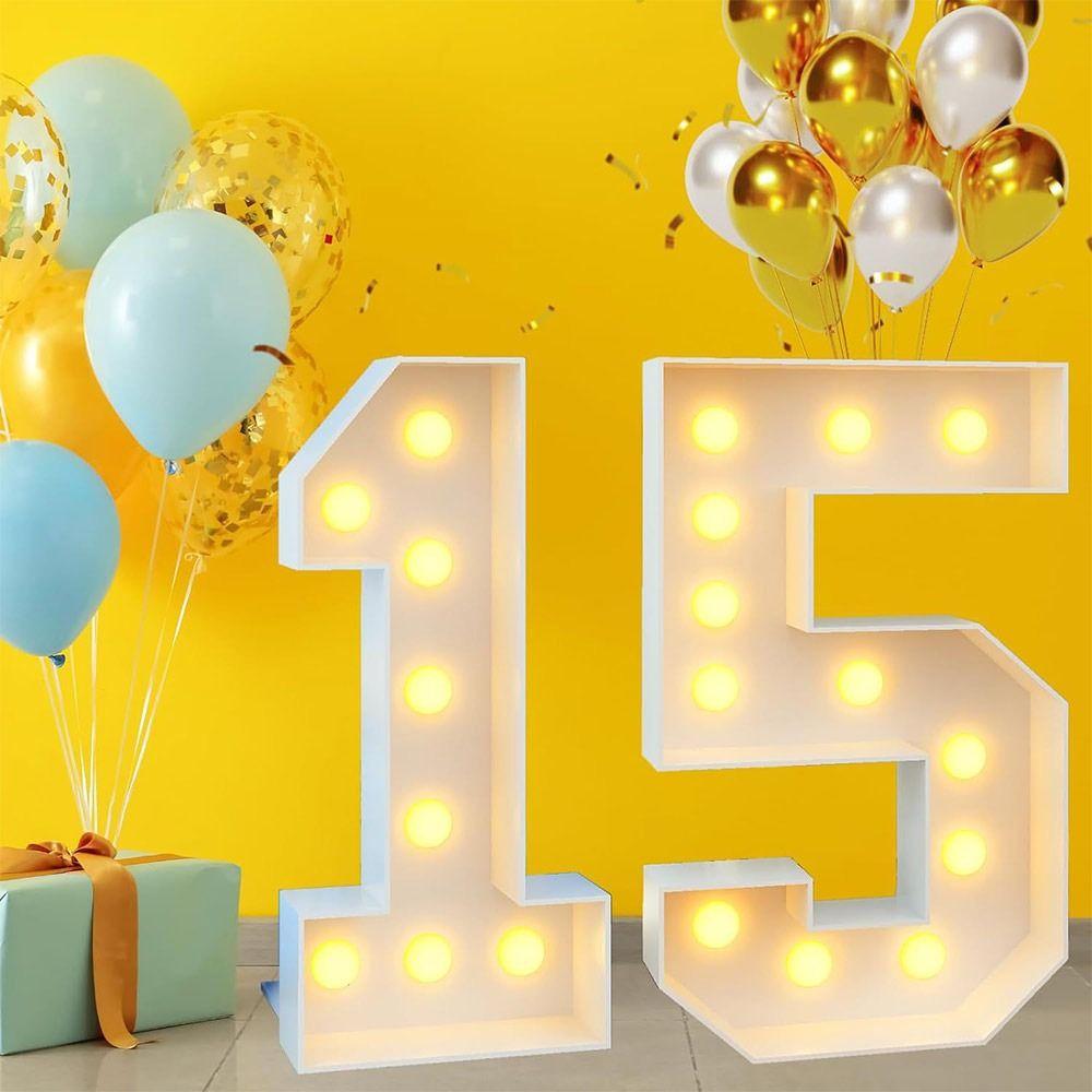 0-9 Numbers Giant Birthday Figure 70cm Birthday Balloon Frame LED Light Balloon  Party Decoration