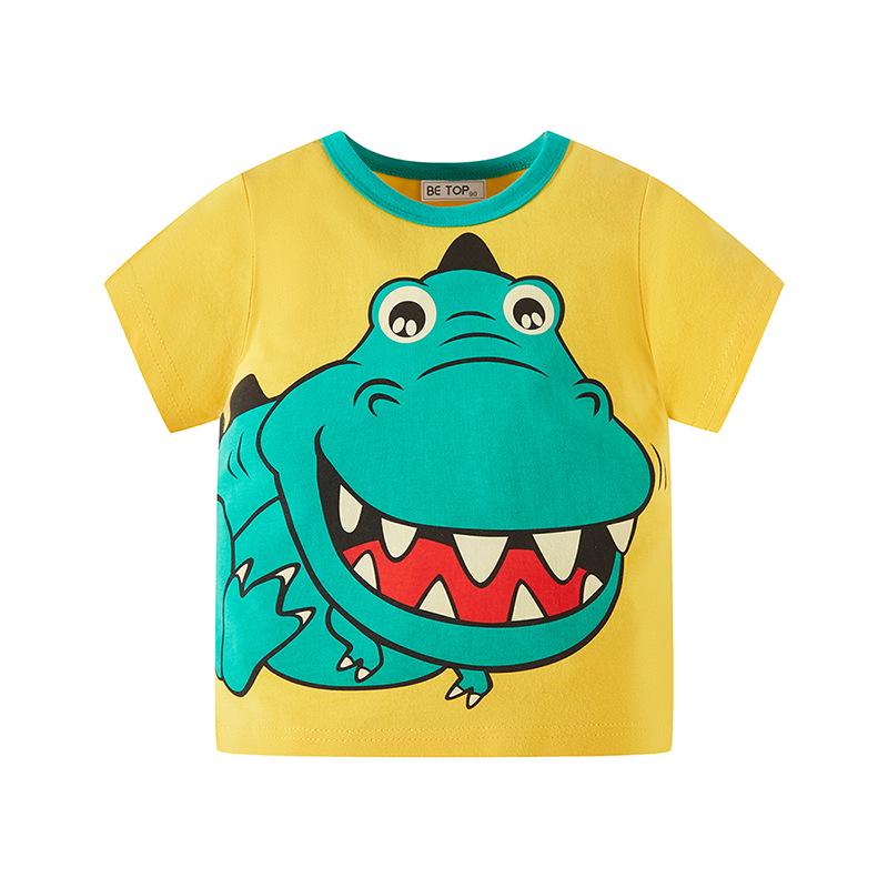 Betop Kids Summer Dinosaur T-Shirt - Boys Short-Sleeve Pure Cotton Top 110 cm