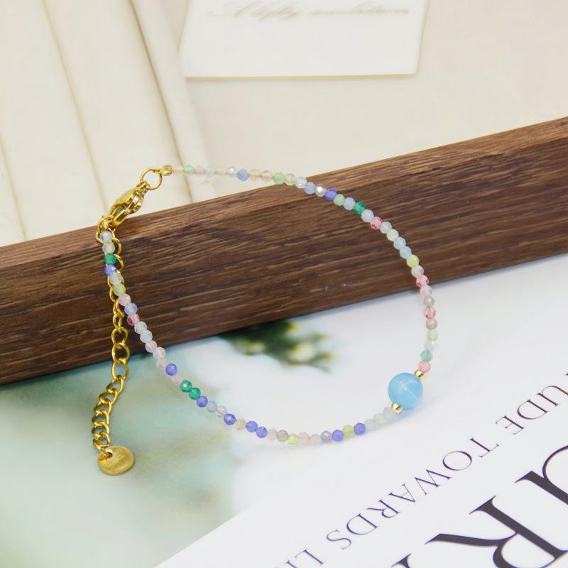 Mehrfarbige Katzenaugenstein-Kristall-Schlüsselbein-Kette - Titanstahl, Vielseitiges Dopamin-Design, Perfektes Geschenk für Frauen.