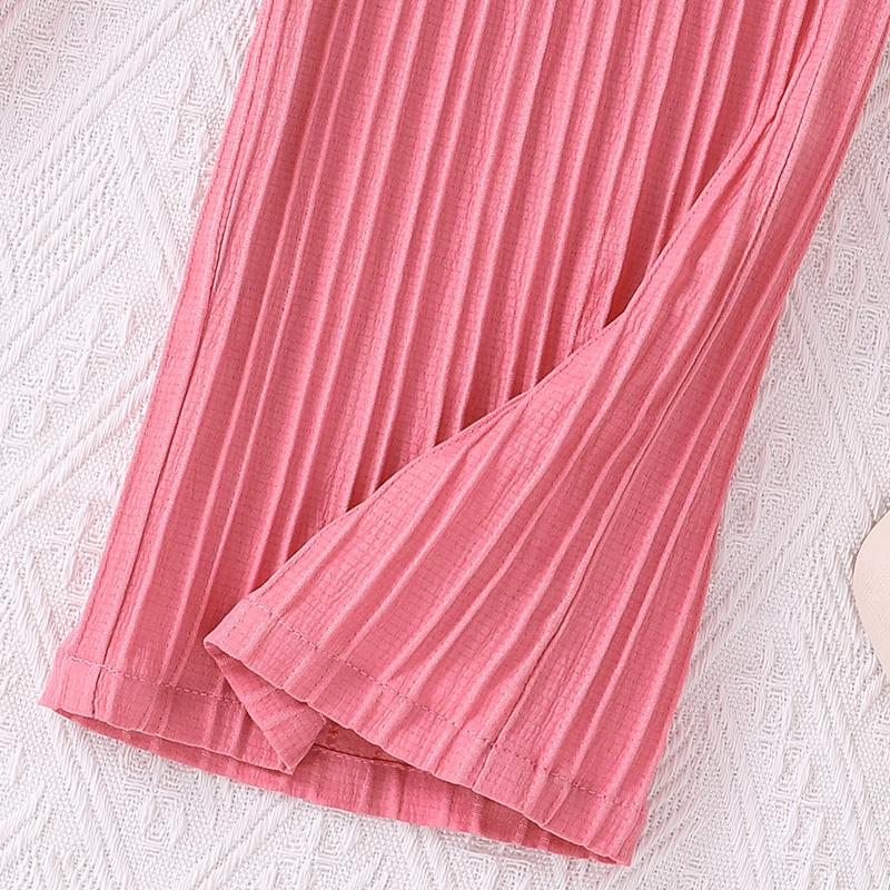 Girls Summer Trousers New Pleated High Waist Loose Wide Leg Trousers Children's Trousers 8-12Y