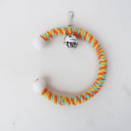 Juguete de columpio para loros con cascabel, juguetes para escalar, cuerda de algodón colorida, pájaro colgante trenzado