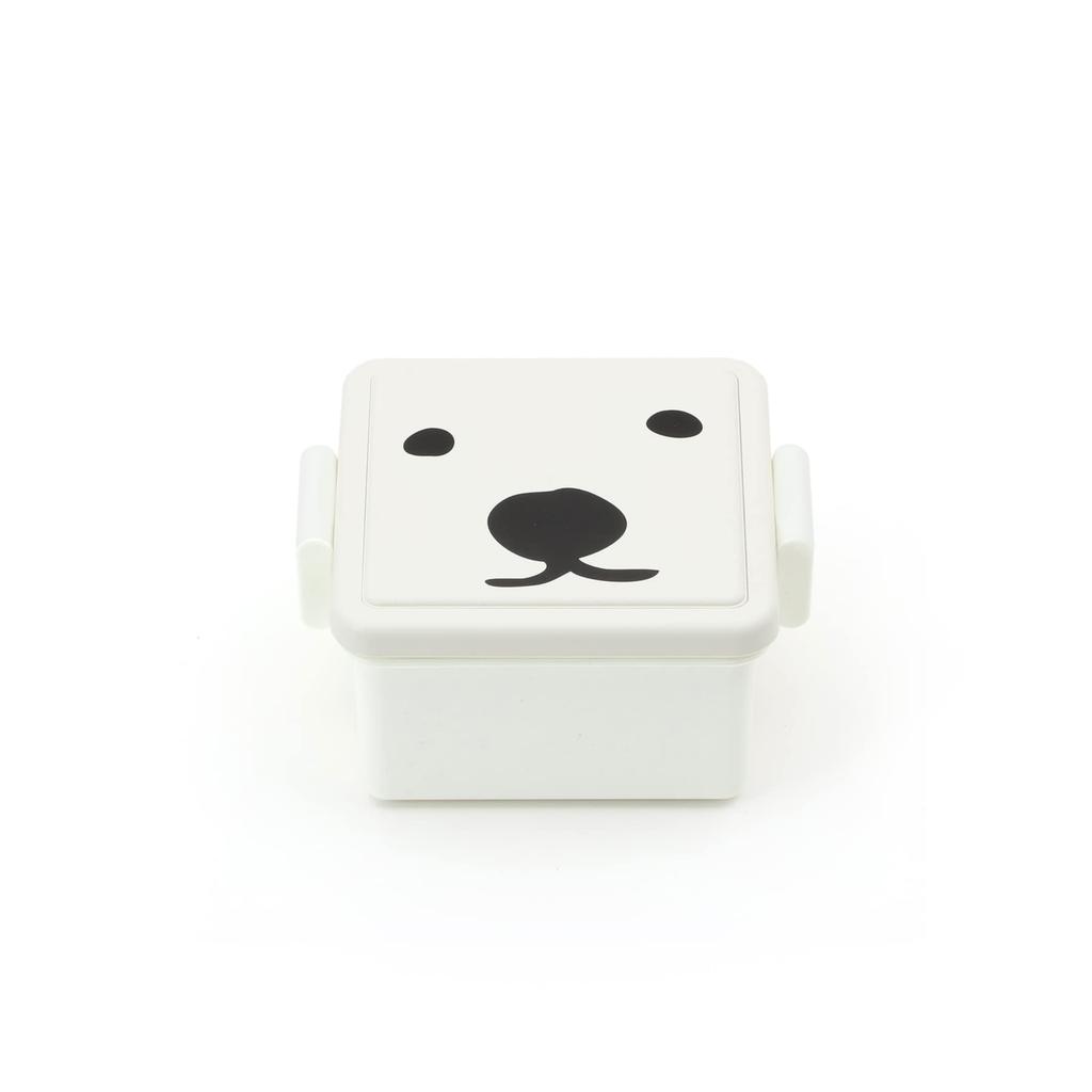 Miyoshi Seisakujyo Male Square Lunch Box with Integrated Cooling 11 x 9 x Easy Clip Buckle Storage Microwave Dishwasher Safe excluding White Bear Made