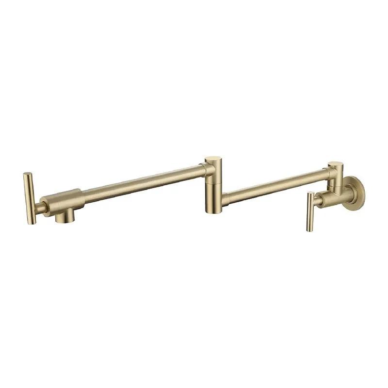 Brushed Gold Pot Filler Tap Wall Mounted Foldable Kitchen Faucet Single Cold Nickel Sink Tap Rotate Folding Spout Black