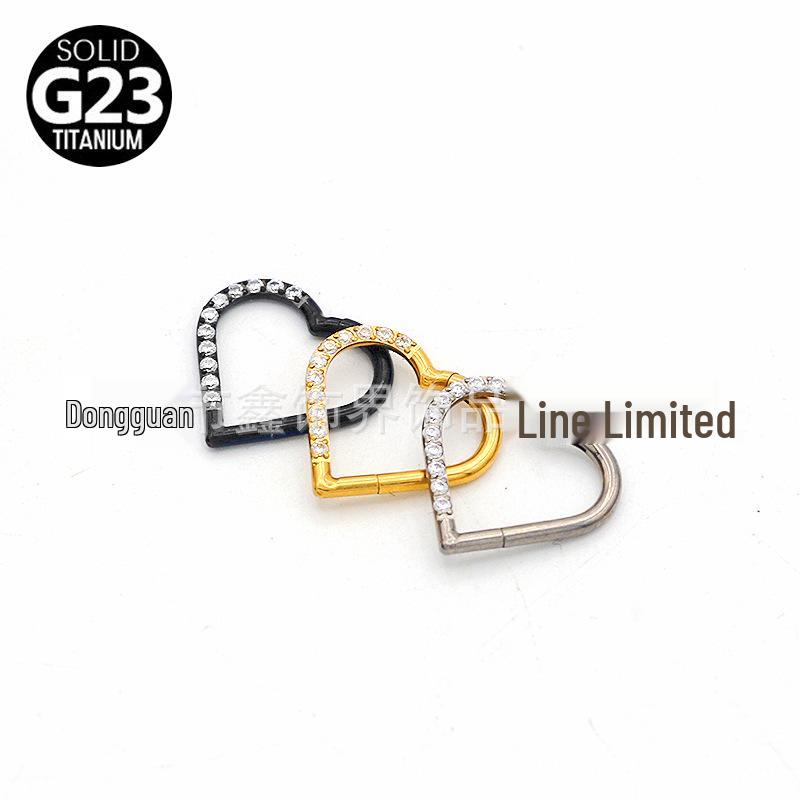 

G23 Titanium Zirconia Heart Earrings & Nose/Lip Rings - Seamless Hoop Jewelry for Women & Couples 8mm