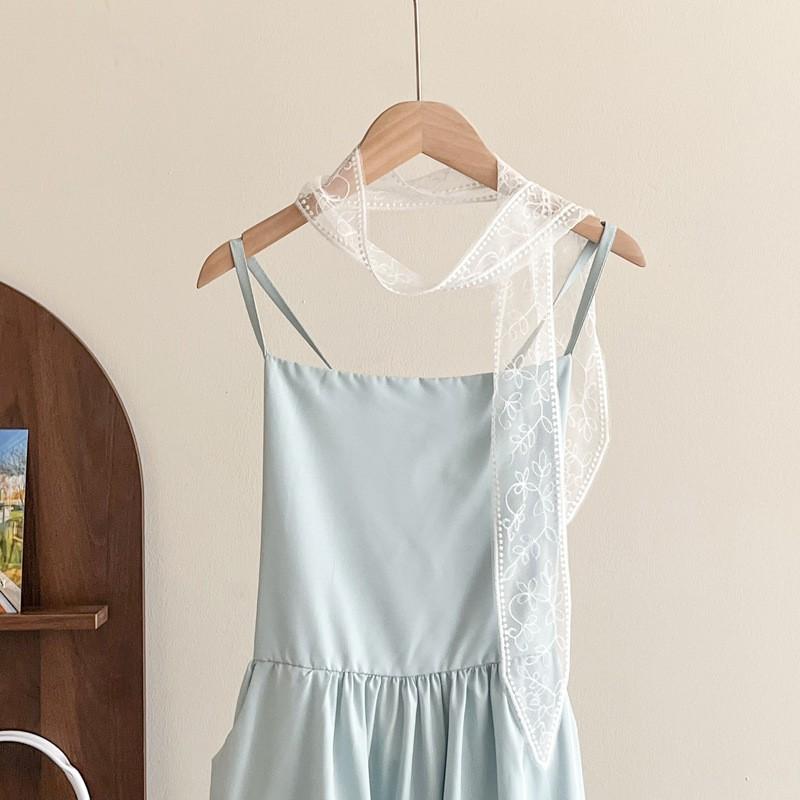 Elegant White Lace Cutout Waist Sash Thin Long Scarf Belt Women Korean Style Fashion Accessory