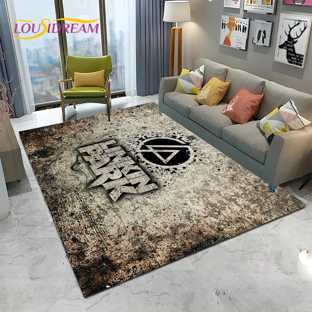 Tappeto Tappetino Decorativo 3D Retro Rock Band L-Linkin Park Logo per Casa Soggiorno Camera da Letto Divano Zerbino, Tappeto per Area Bambini Tappetino Antiscivolo