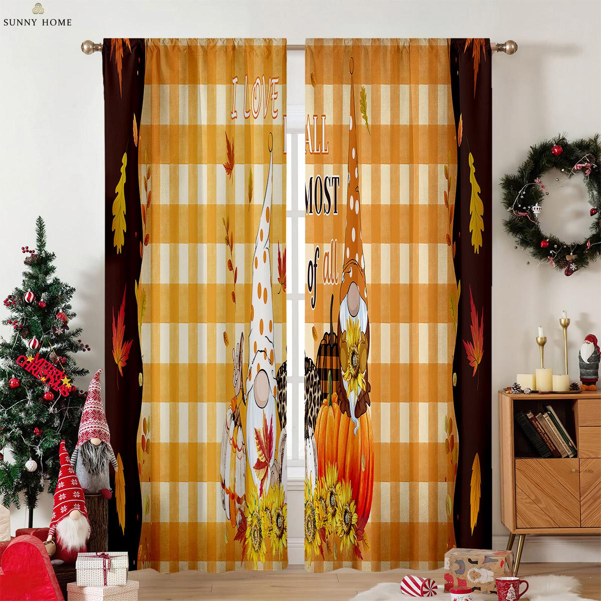 

Christmas Holiday Car Gift Wood Vintage Red Print Print Window Curtains Ideal For Children Room Restaurant Holiday Gathering Decorative Piece W50xH140(CM)x2PCS&Grommet Top