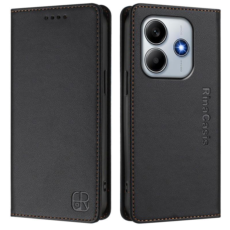 Portofel de lux Anti-furt Husă tip carte Carcasă telefon Pentru Redmi Note 14 Pro 4G 14C 14R Turbo 4 Plus 5G Huse din piele Magnet Culoare solidă