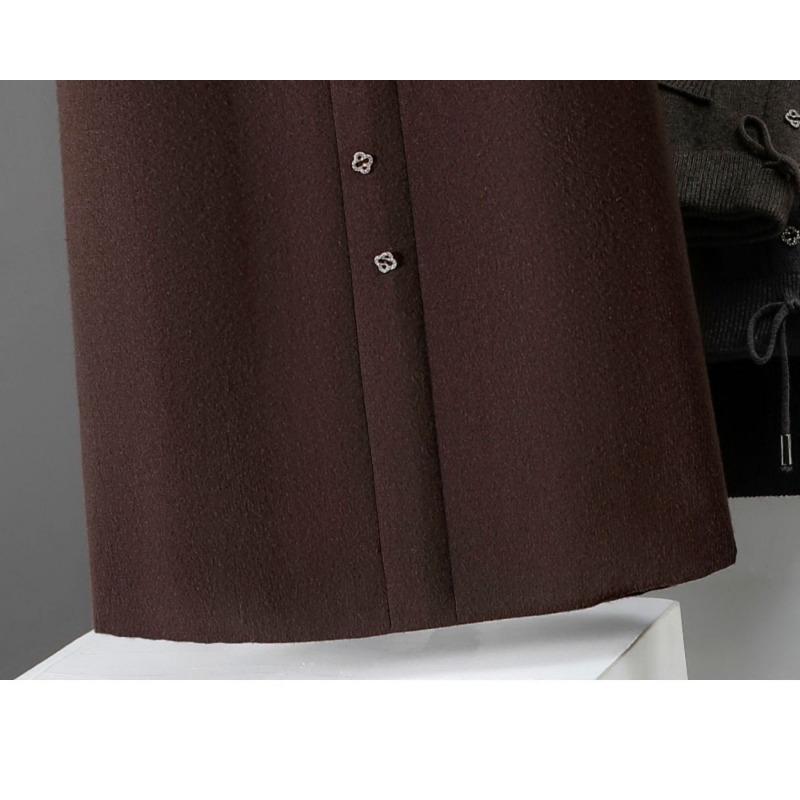 Knitted Skirt Women's Autumn and Winter New Temperament Elastic Wool Skirt High Waist A Line Mid-length Skirt