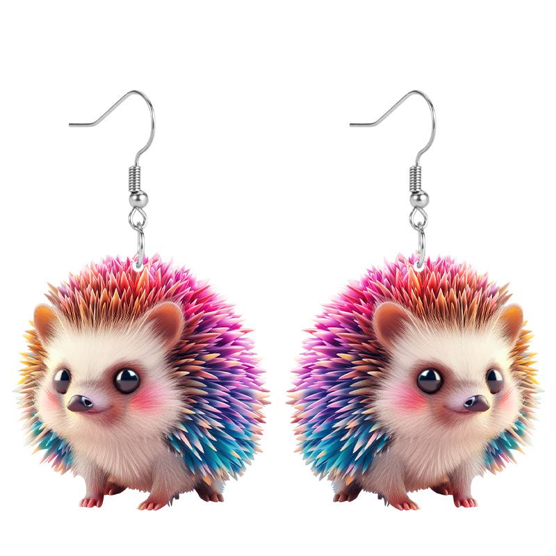 Niedliche Igel Acryl Ohrringe für Frauen Y2K Mode Hängeohrringe Tier Ohrringe Trendige Damenohrringe Geburtstags- und Feiertags Ohrring Schmuck Geschenk