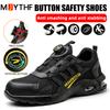 Air cushion Safety Shoes Men Rotating button Fashion Sports shoes Puncture-Proof Indestructible shoes Work Boots Steel toe shoes