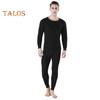 2Pcs/Set Men Warm Suit O-Neck Long Sleeve Tops Elastic Waist Long Pants Set Solid Color Plush Lining Pajamas Set