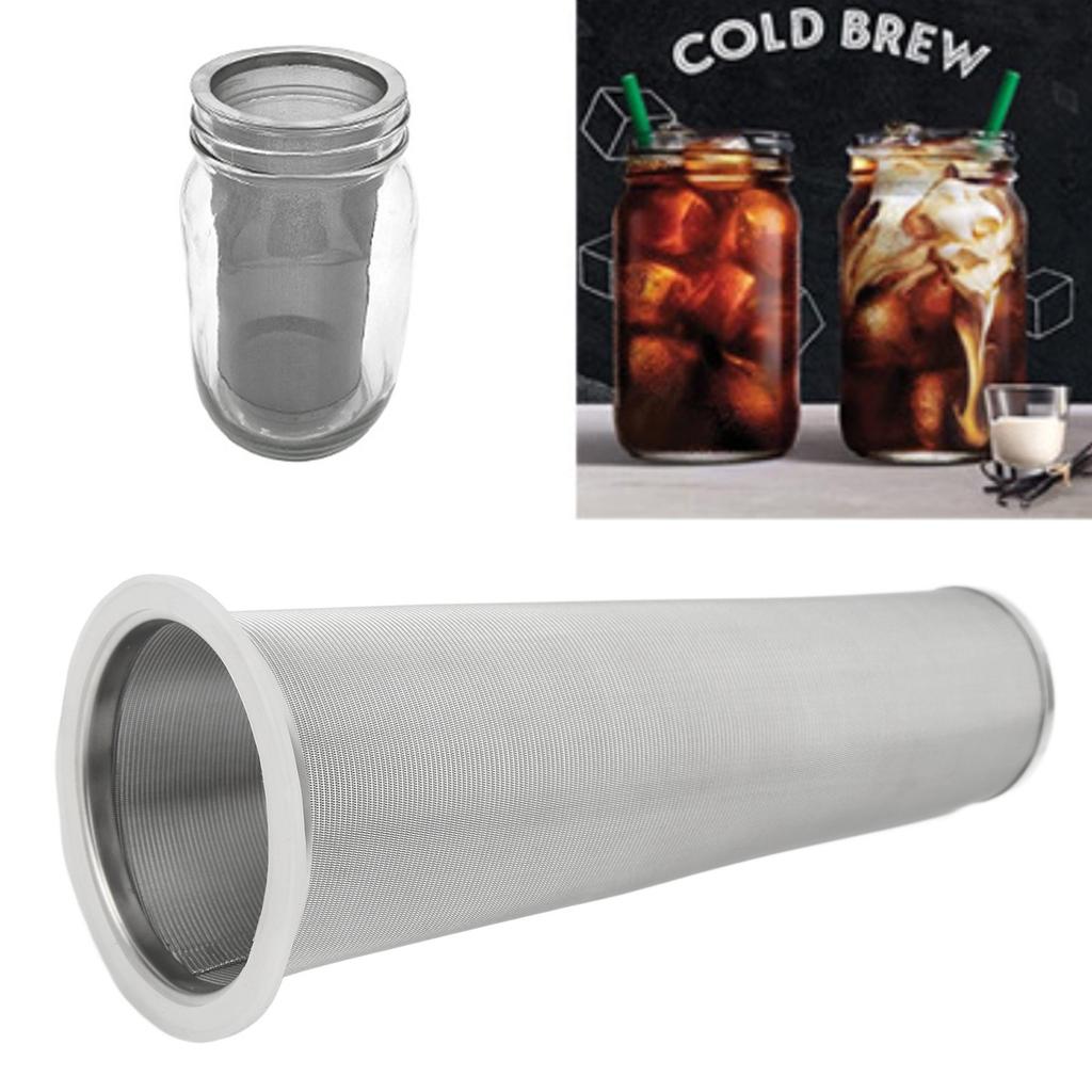 304 Nerezová ocel Cold Brew Kávový Filtr Kuželová Síťka s Bílou Gumou Kávový Louhovač pro Ovocné Nápoje