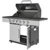Gas Grill 8500BTU Grill Cart Incl. 6 Stainless Steel Burners, Thermometer, Pressure Regulator, 143 X 55 X 110 Cm, Silver