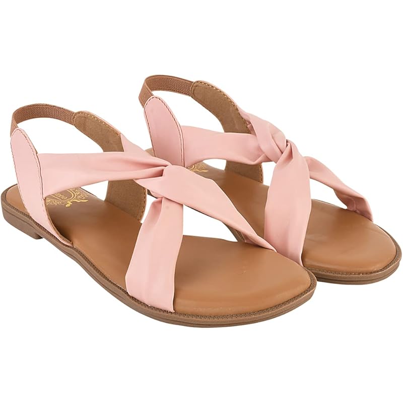 Shoetopia Cross Strap Pink Flat Sandals For Women & Girls /Uk7
