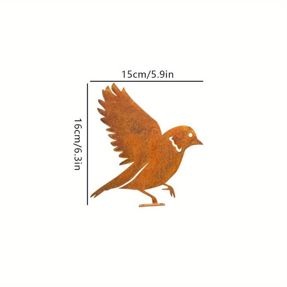 Metal Garden Ornaments Rusty Bird Silhouette Patina Figurines Outdoor Statues for Patio Yard Wall Sculptures