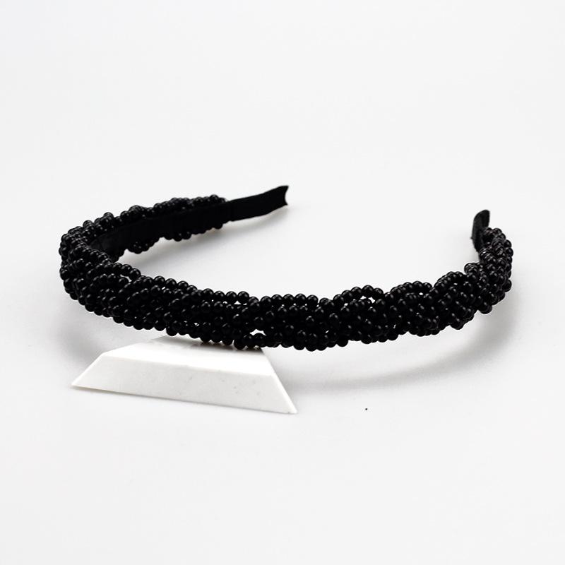 2026 European and American Simple Headband Pearl Braid Headband Exquisite Fashion Bridal Handmade New Hair Accessories чёрный