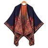 Ladies scarf shawl autumn and winter retro jacquard thickened warm split cloak hwls