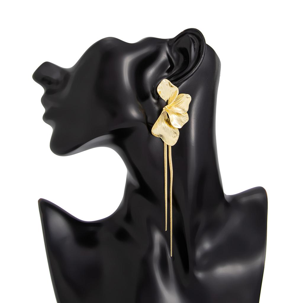 Eleganti Orecchini Pendenti con Fiori e Lunghe Frange per Donna Romantici Orecchini Pendenti con Petali di Foglie di Ginkgo Lusso Gioielli da Matrimonio