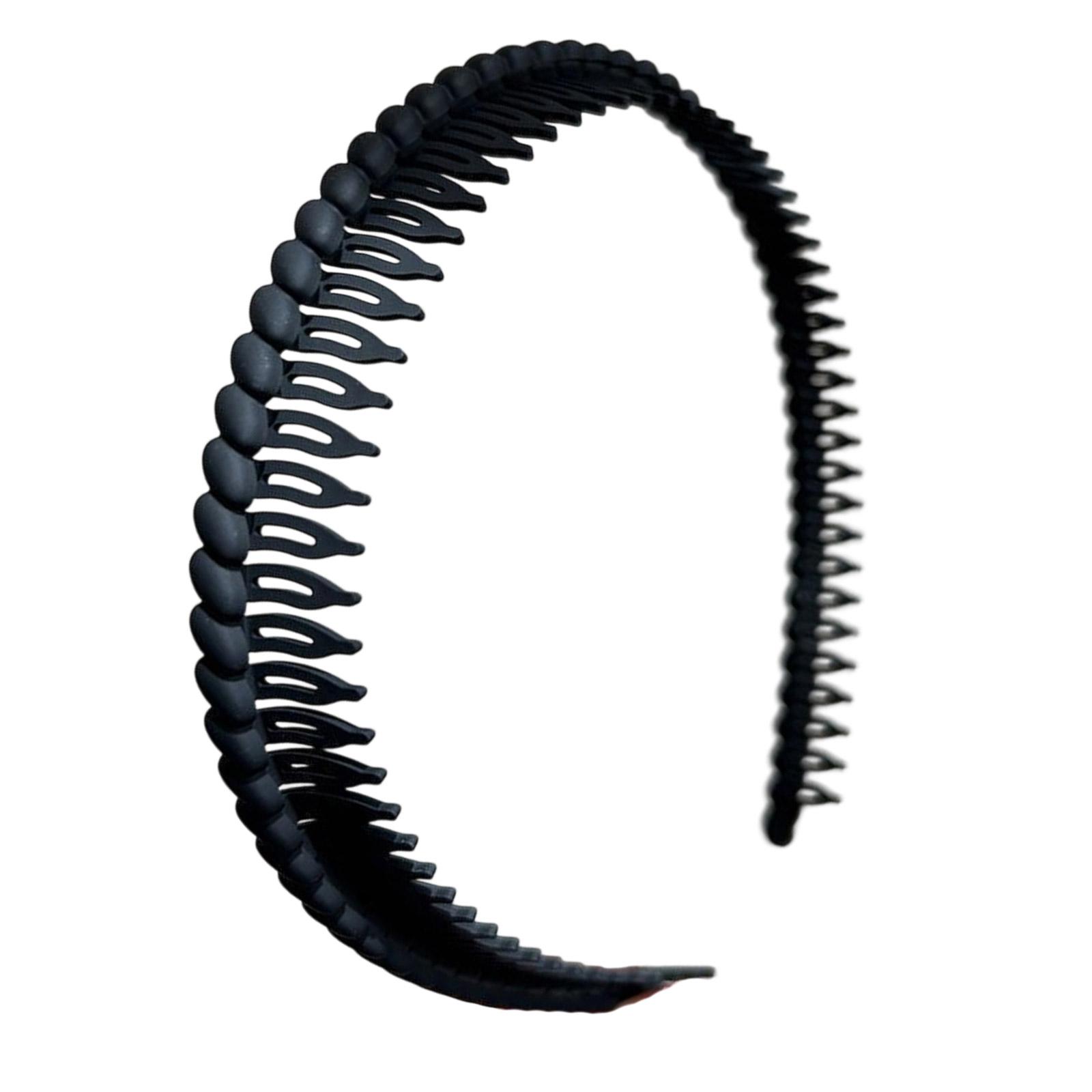 

Trendy Anti Slip Headbands for Women with Teeth Comb Lightweight Plastic Design Plain Hair Hoop чорний