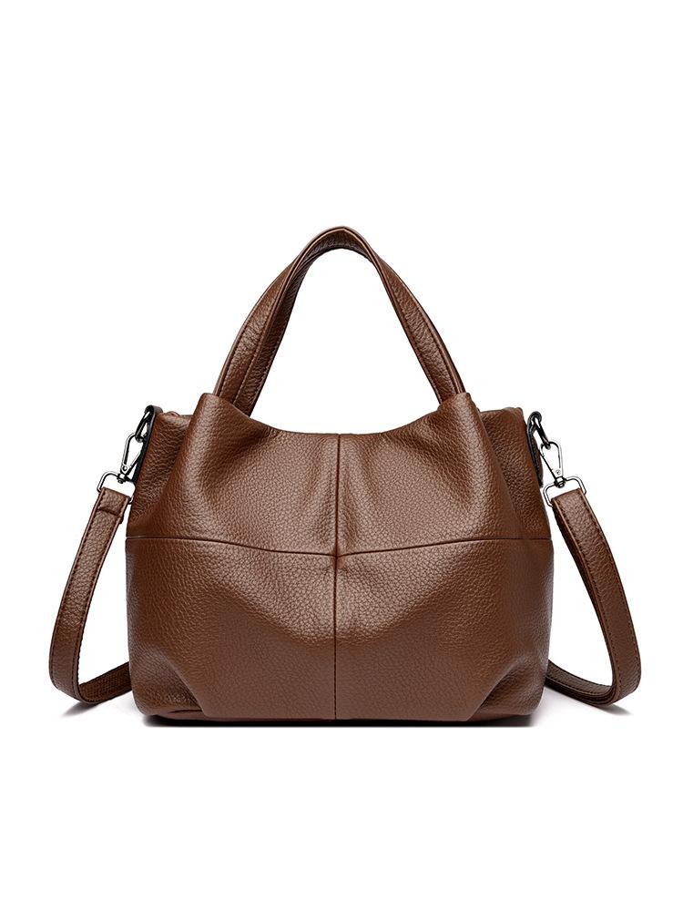 

2025 vegetable basket bag simple underarm bag new messenger bag bag soft leather large capacity portable shoulder bag women коричневый