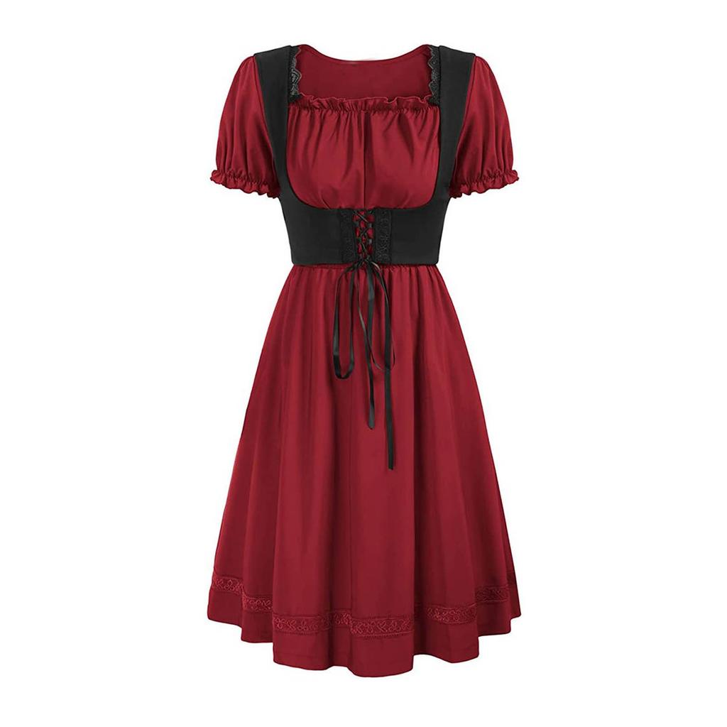 New Gothic Prom Dress For Women Halloween Cocktail Party Dresses Retro Short Sleeve Ball Gown