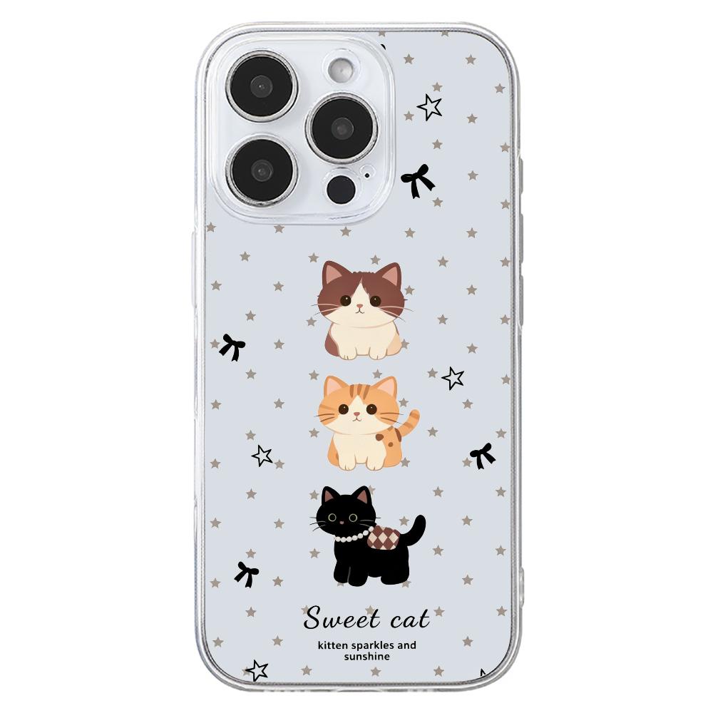 Cat Star TPU transparent phone case suitable for iPhone 17 16 15 14 13 12 11 Pro/Max/Plus anti drop and shockproof back cover