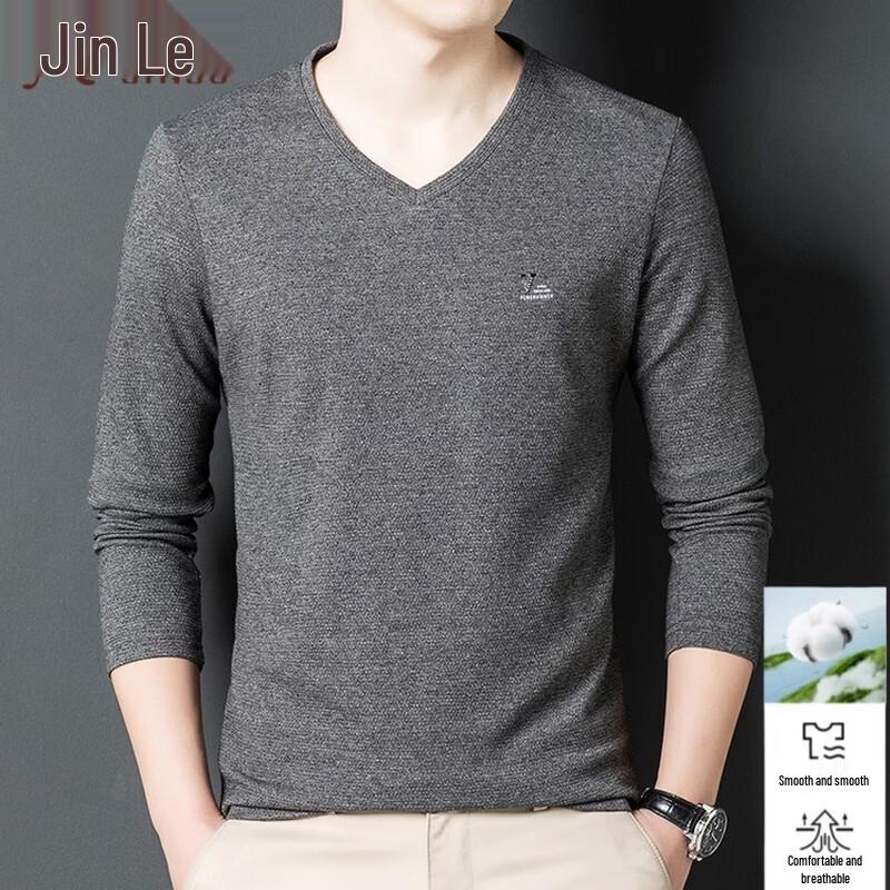 Men's Solid Color V-Neck Long Sleeve T-Shirt