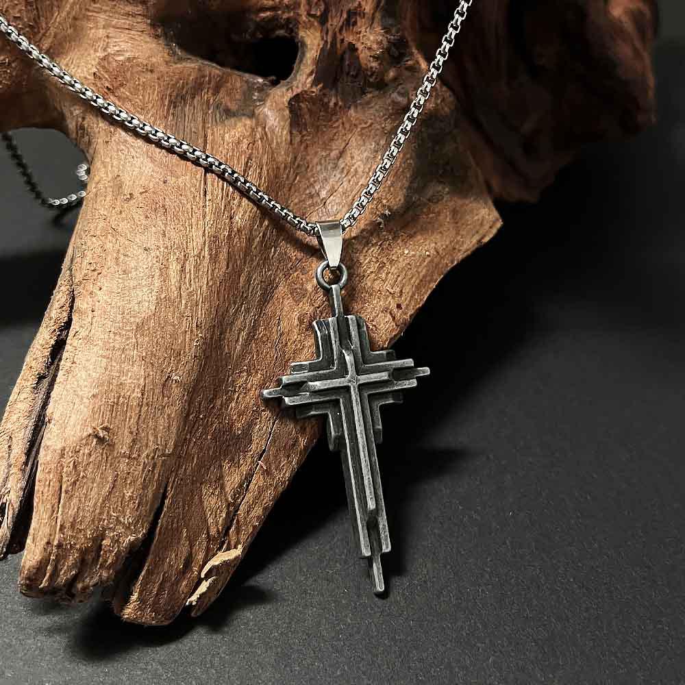 Unisex Three-Dimensional Cross Sweater Necklace