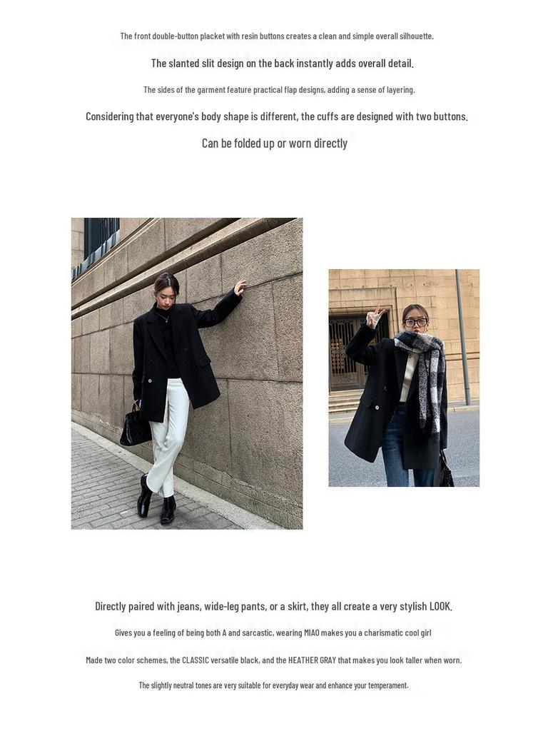 Women's Plus Size Retro British Woolen Suit Jacket - Winter 2026 New Style