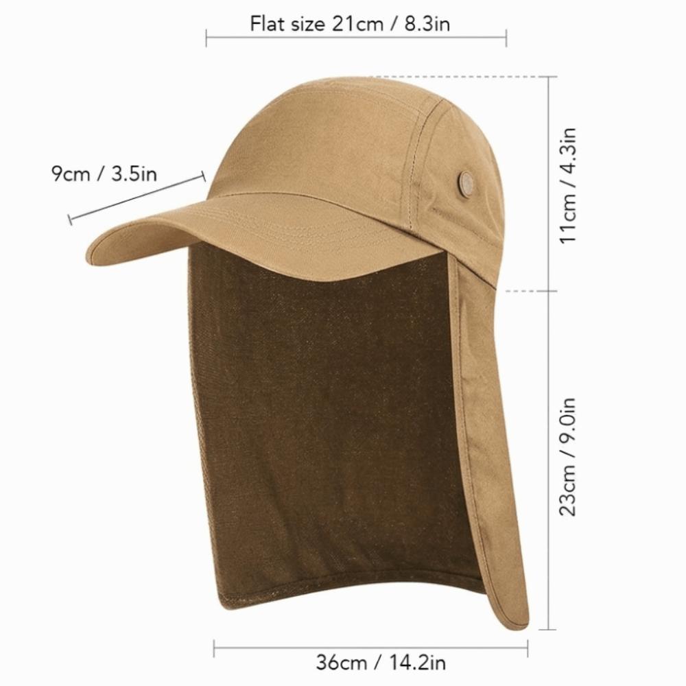 UPF 50+ Fishing Sun Cap with Neck Flap Wide Brim Fishing Sun Hat for 55-60cm Head Circumference Adjustable Sun Cap Travel