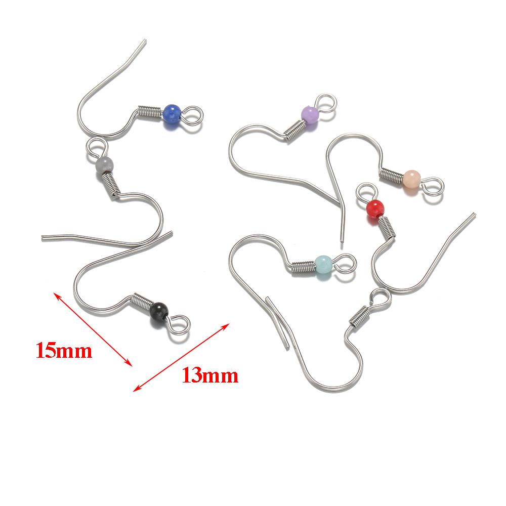 100pcs Mixed Stainless Steel Acrylic Beads Spring Earrings Hooks for Earring Findings DIY Jewelry Making Handcrafted Accessories