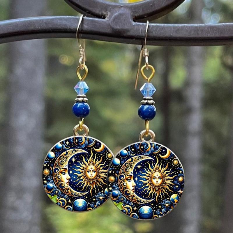 Sun and Moon Starry Sky Retro Mystery Earrings