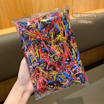 1000 Pieces of Black and Colored Rubber Bands, Basic Rubber Bands, Hair Accessories Suitable for Daily Use