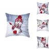 Delightful 18" Christmas Cushion Cover With Santa Claus And Snowman For Festive Sofa Decor