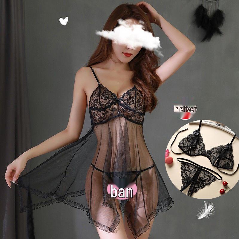 Lenjerie de corp fermecătoare cu bretele din dantelă: Pijamale cu deschidere ușoară, fără zona intimă, pentru femei