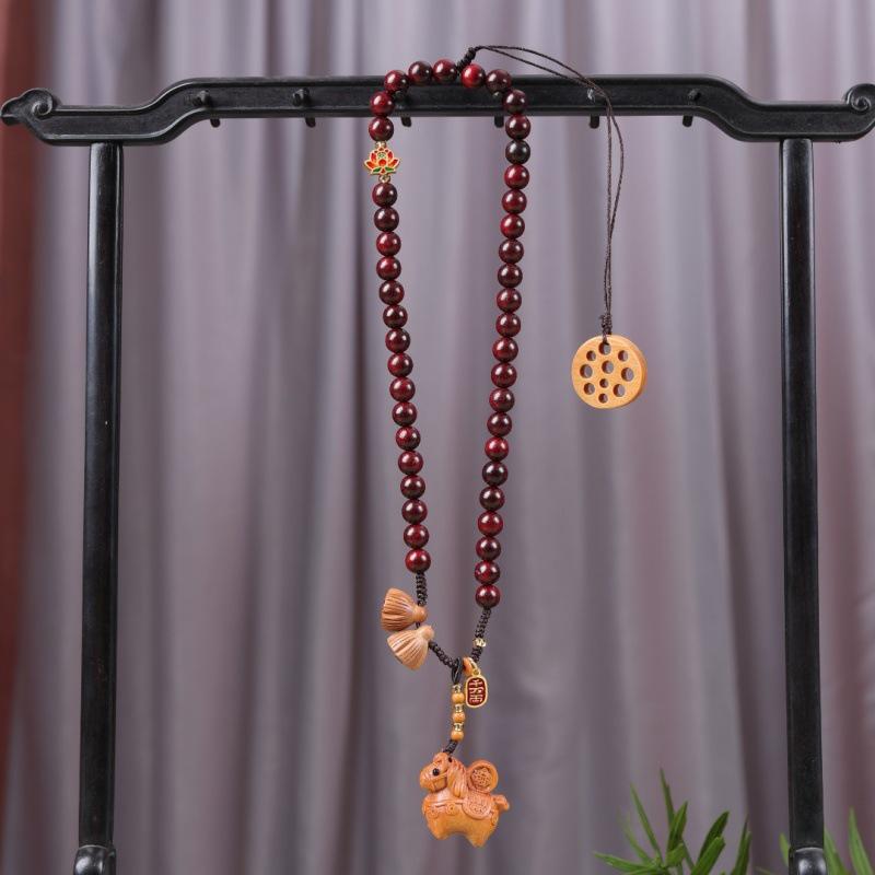 Golden Sandalwood Cute Star Gourd Car Pendant for Peace