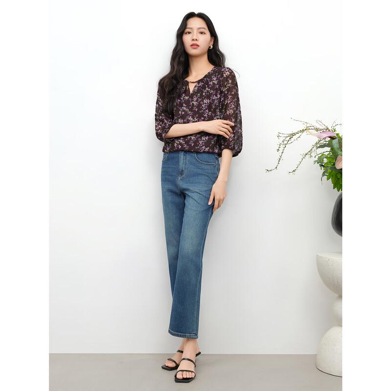 JUZUI Damen Sommer-Chiffonbluse mit Blumenmuster 2025