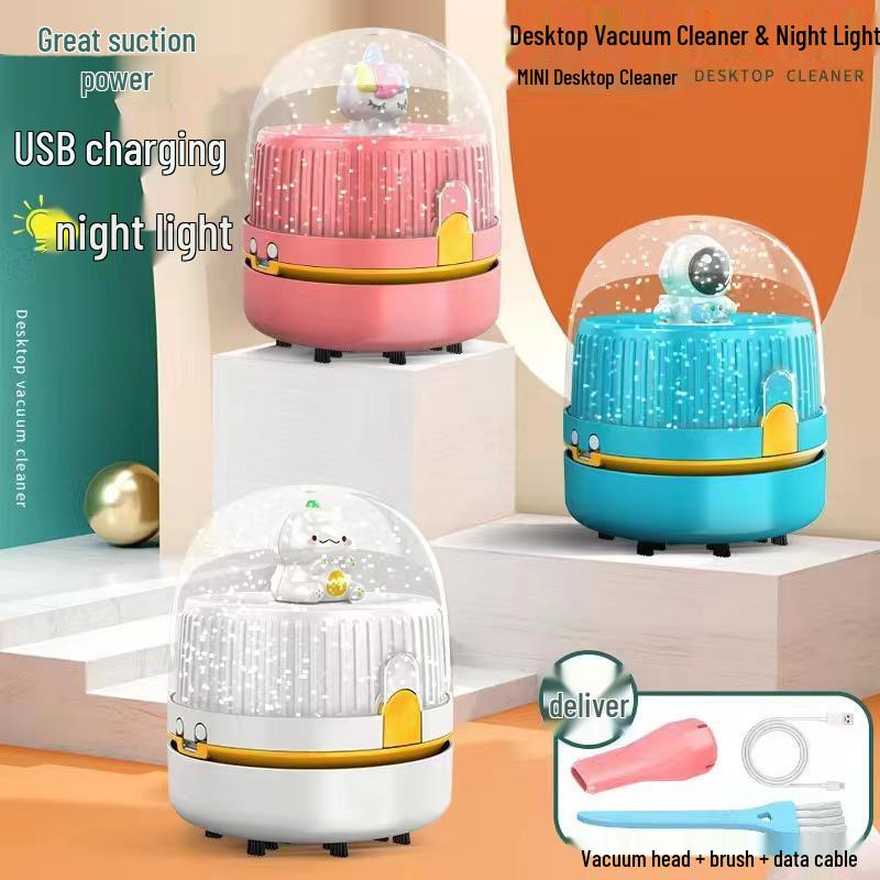 Rechargeable Mini Desktop Vacuum & Night Light for Multi-functional Cleaning